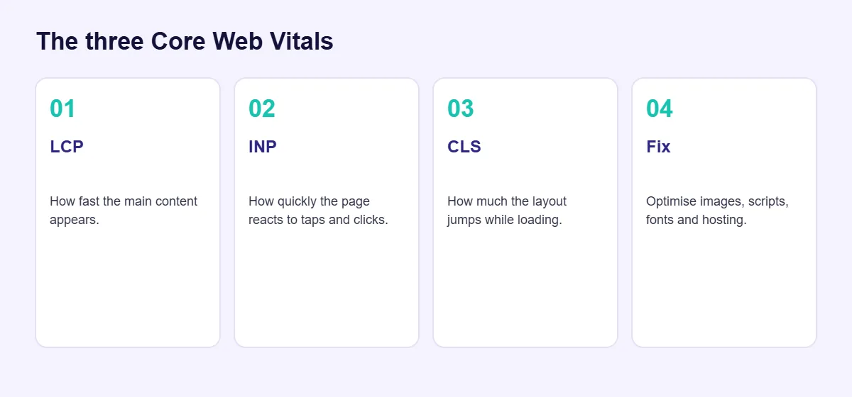 LCP, INP and CLS explained